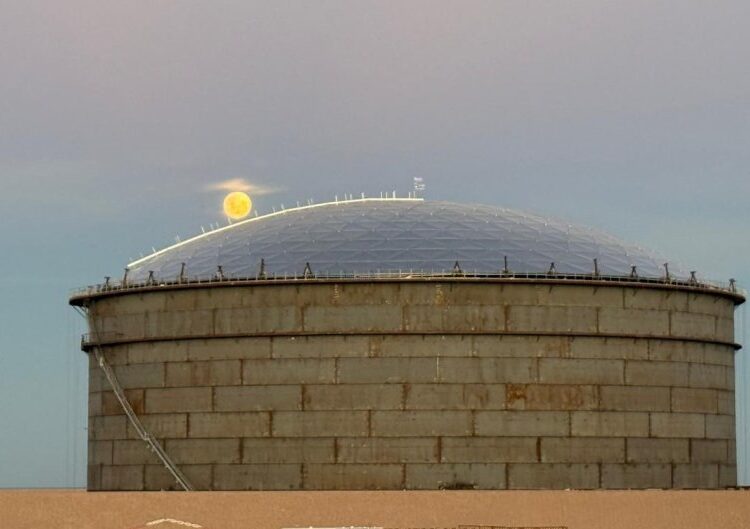Avanza el megaproyecto VMOS: montaron el gigantesco domo del tanque petrolero en Punta Colorada para exportar el crudo de Vaca Muerta